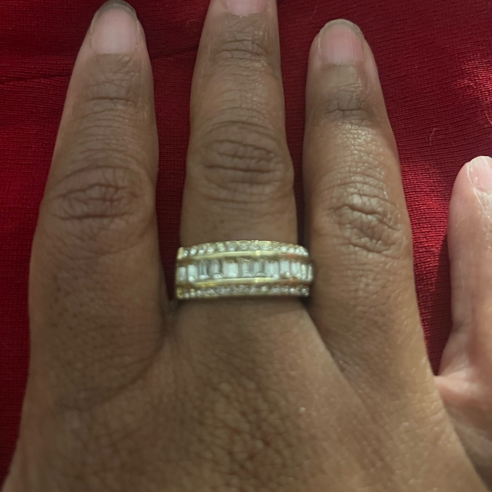 Gold Plated Ladies Wedding Engagement Promise Ring NWT Pretty Size 9 - Picture 3 of 5